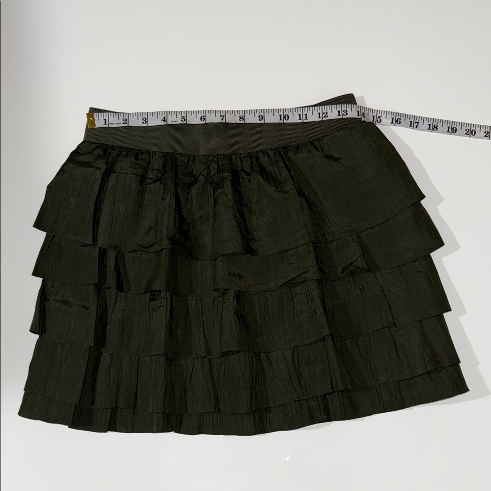 J Crew Skirt Size 2 Green Tiered Above Knee Casual